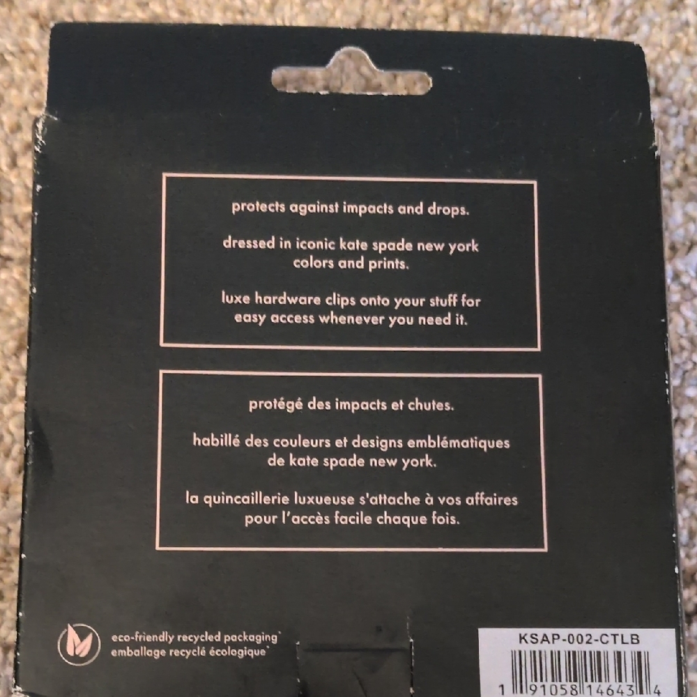 Kate Spade Black and Gray Leopard AirPod/Keychain Pro Case - Picture 5 of 6